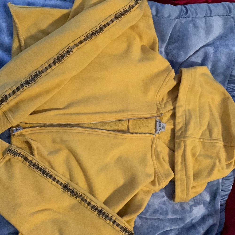 Cropped yellow zip up jacket